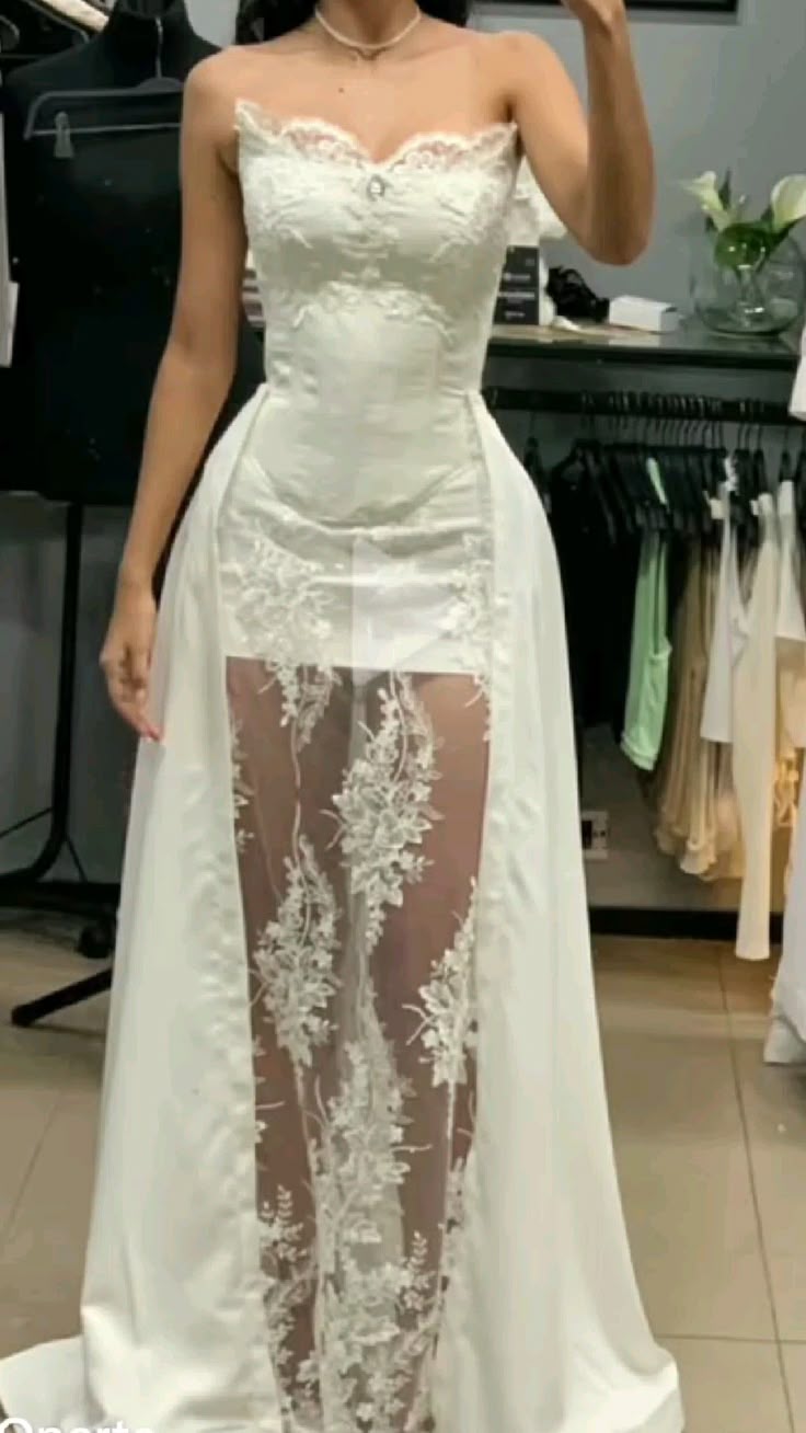 Prinzessin Brautkleid Etuikleid Herzausschnitt Ärmellos Spitze Weiß Brautkleider Hübsche Brautkleider DH955