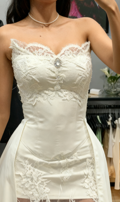 Prinzessin Brautkleid Etuikleid Herzausschnitt Ärmellos Spitze Weiß Brautkleider Hübsche Brautkleider DH955