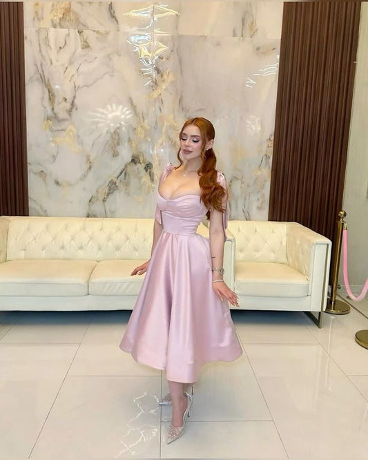 Elegant A line Sweetheart Pink Satin Prom Dresses Party Dress Summer 20th Birthday Outfits 18th Birthday Dresses DH970