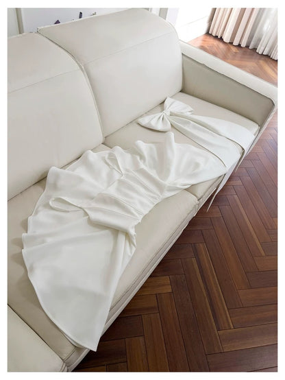 Cute A line Square Neck Short Satin White Formal 8th Grade Homecoming Dresses Summer Middle School Hoco Dress Homecoming Outfits DH97