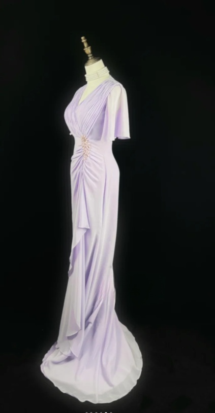 Elegant Sheath Long Prom Dresses Chiffon Lilac Mother of the Bride Dresses DP04146
