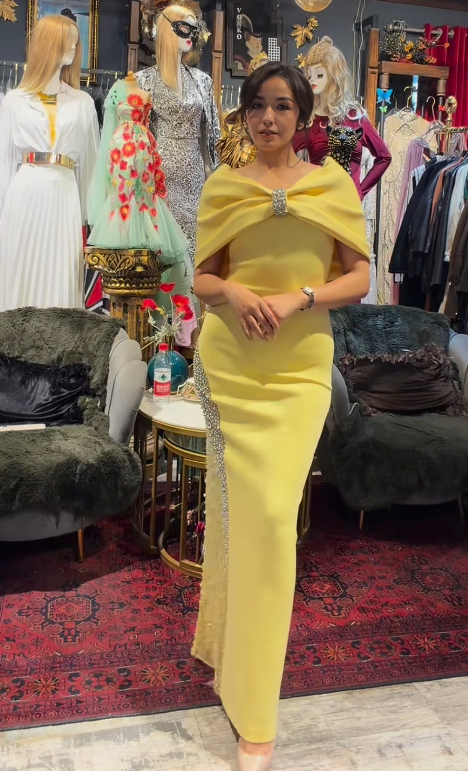 Elegant Sheath Long Prom Dresses Satin Yellow Mother of the Bride Dresses DP04149