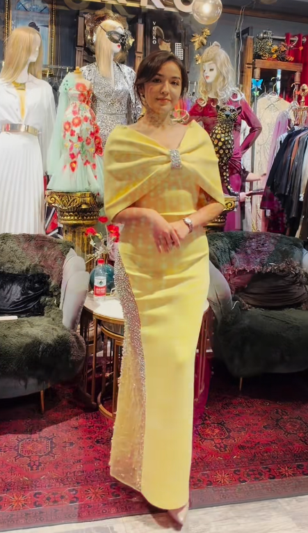 Elegant Sheath Long Prom Dresses Satin Yellow Mother of the Bride Dresses DP04149