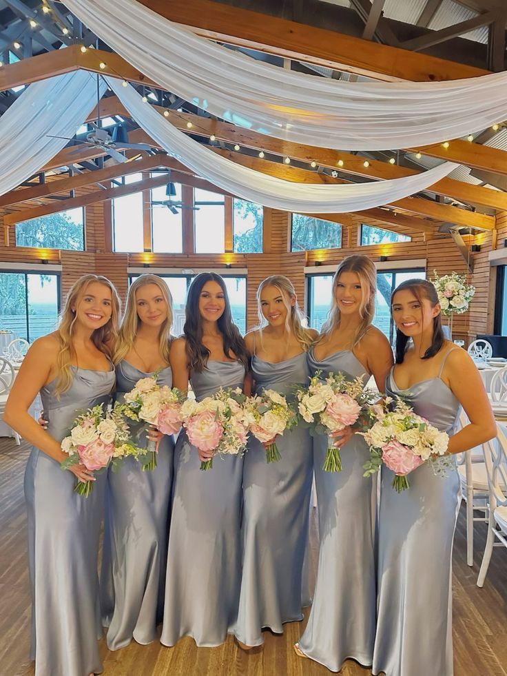 Chic Sheath Blue Bridesmaid Dresses Satin Sleeveless Evening Dresses DP04160