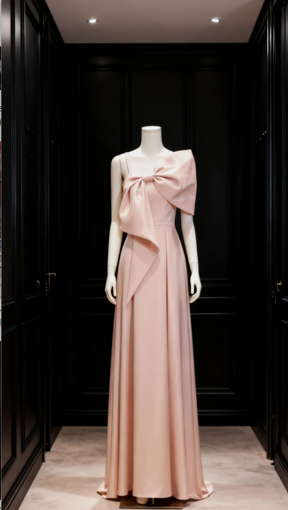 Chic A-Line Pink Long Prom Dresses Satin Pink Birthday Dresses DP4161