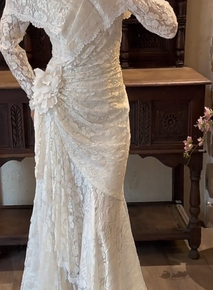 Glam Off-shoulder Mermaid Long Wedding Dresses Lace Appliques White Bridal Gowns Long Sleeveless Bridal Dresses DP04211