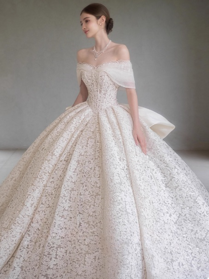 Timeless V-neck A-Line Long Wedding Dresses Tulle Appliques White Bridal Gowns Long Sleeves Bridal Dresses DP04216