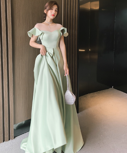 Chic A-Line Green Bridesmaid Dresses Green Sleeveless Evening Dresses DP04238