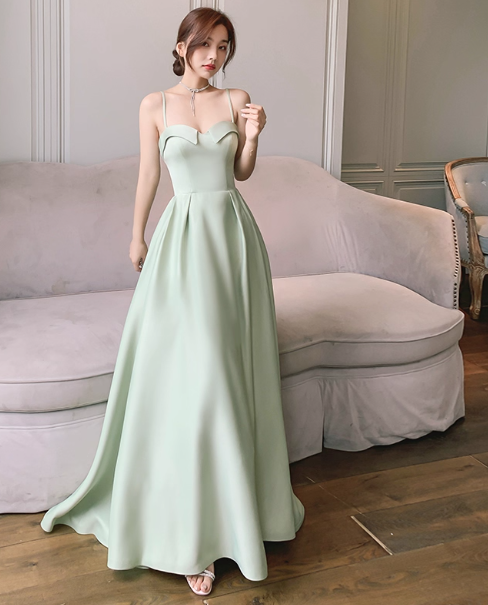 Chic A-Line Green Bridesmaid Dresses Green Sleeveless Evening Dresses DP04238