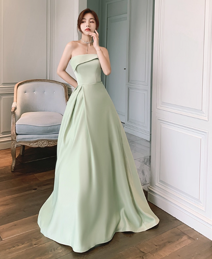 Chic A-Line Green Bridesmaid Dresses Green Sleeveless Evening Dresses DP04238