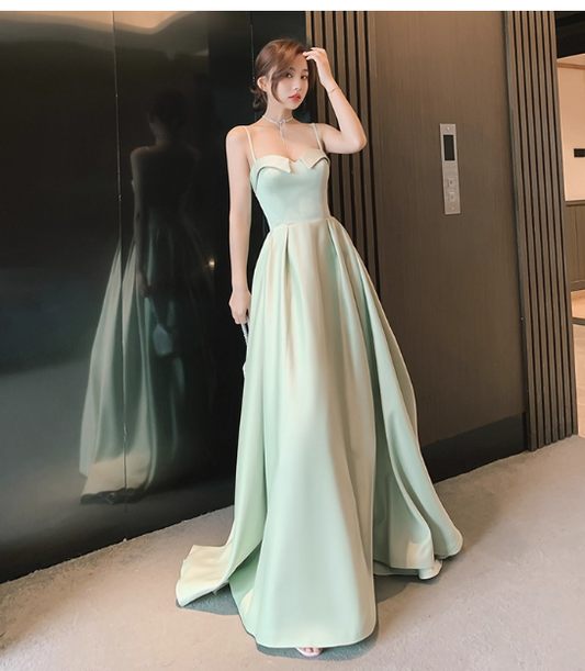 Chic A-Line Green Bridesmaid Dresses Green Sleeveless Evening Dresses DP04238