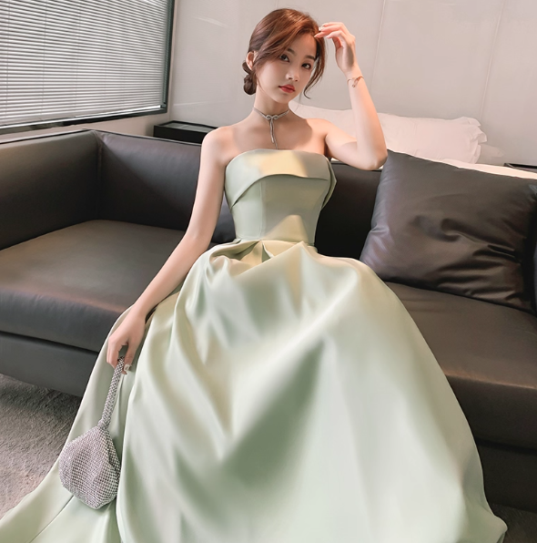 Chic A-Line Green Bridesmaid Dresses Green Sleeveless Evening Dresses DP04238