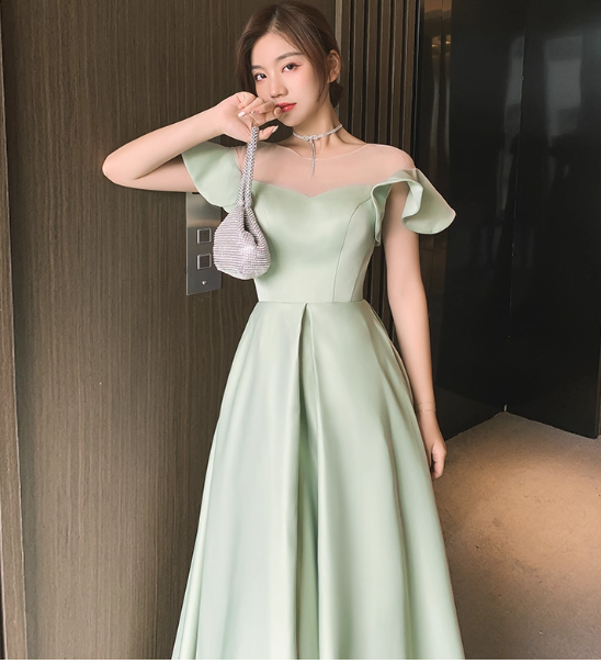 Chic A-Line Green Bridesmaid Dresses Green Sleeveless Evening Dresses DP04238