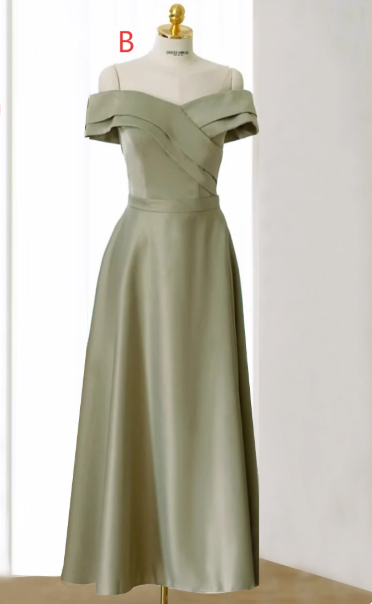 Chic A-Line Green Bridesmaid Dresses Satin Evening Dresses DP04239