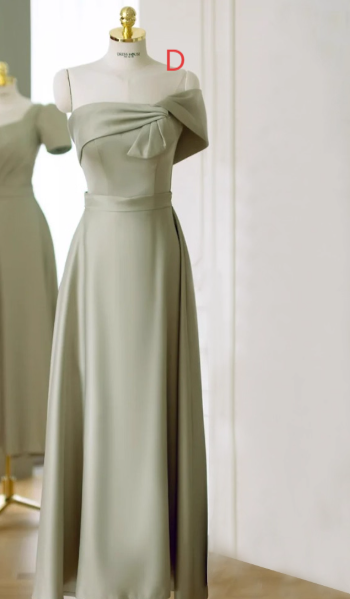 Chic A-Line Green Bridesmaid Dresses Satin Evening Dresses DP04239
