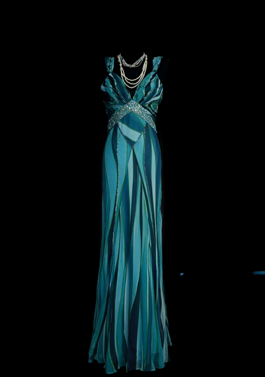 Elegant Straps Sheath Long Prom Dresses Chiffon Sleeveless  Evening Dresses Turquoise Mother of Bride Dress DP04268