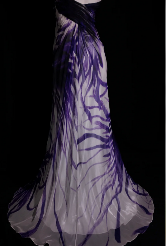 Elegant Sweetheart Sheath Long Prom Dresses Chiffon Puprle Evening Dresses Sleeveless Mother of Bride Dresses   DP04283