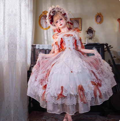 Cute Straps Ball Gown Short Prom Dresses Tulle Red Birthday Dresses Lace Sweet Lolita Dresses DP04376