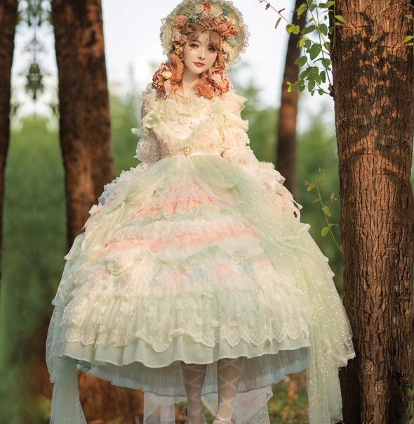 Cute Straps Ball Gown Short Prom Dresses Tulle Green Birthday Dresses Lace Sweet Lolita Dresses DP04377