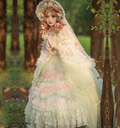 Cute Straps Ball Gown Short Prom Dresses Tulle Green Birthday Dresses Lace Sweet Lolita Dresses DP04377