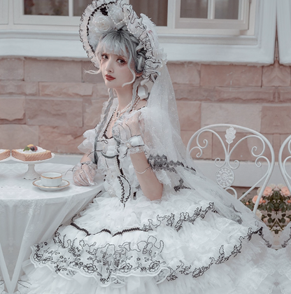 Cute Straps Ball Gown Short Prom Dresses Tulle White Birthday Dresses Lace Sweet Lolita Dresses DP04378