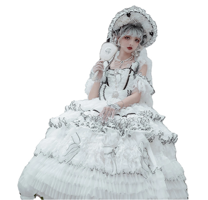 Cute Straps Ball Gown Short Prom Dresses Tulle White Birthday Dresses Lace Sweet Lolita Dresses DP04378