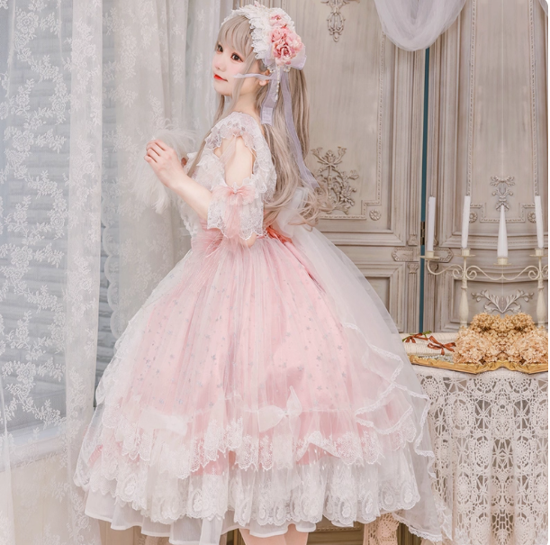 Cute Straps Ball Gown Short Prom Dresses Tulle Pink Birthday Dresses Lace Sweet Lolita Dresses DP04380