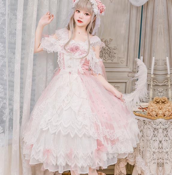 Cute Straps Ball Gown Short Prom Dresses Tulle Pink Birthday Dresses Lace Sweet Lolita Dresses DP04380