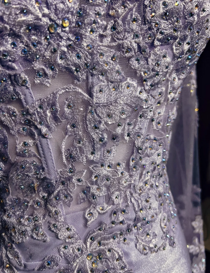 Glam Purple Sheath Long Evening Dresses Satin Appliques Long Sleeves Mother of Bride Dresses With Slits DP04404