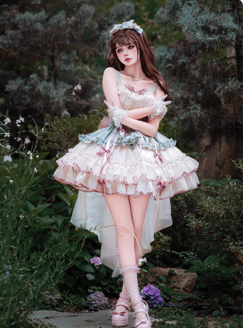 Cute Pink Lolita Dresses Spaghetti Straps Tulle Birthday Dresses Sweet Long Prom Dresses DP04445