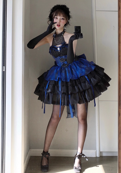 Vintage A-Line Black Short Prom Dresses Tulle Sweetheart Lolita Dresses Sleeveless Birthday Dresses DP04500