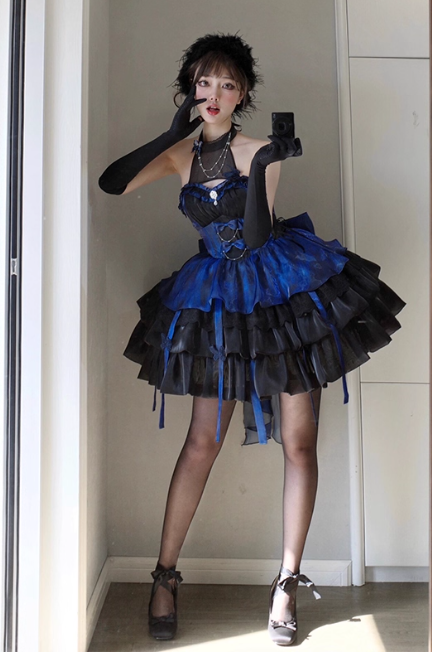 Vintage A-Line Black Short Prom Dresses Tulle Sweetheart Lolita Dresses Sleeveless Birthday Dresses DP04500