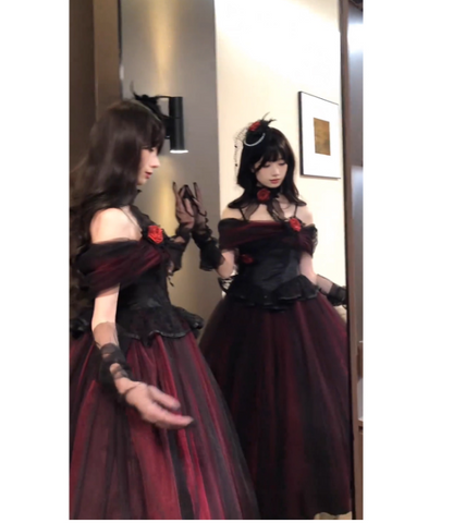 Vintage A-Line Burgundy Long Prom Dresses Tulle Lolita Dresses Sleeveless Birthday Dresses DP04499