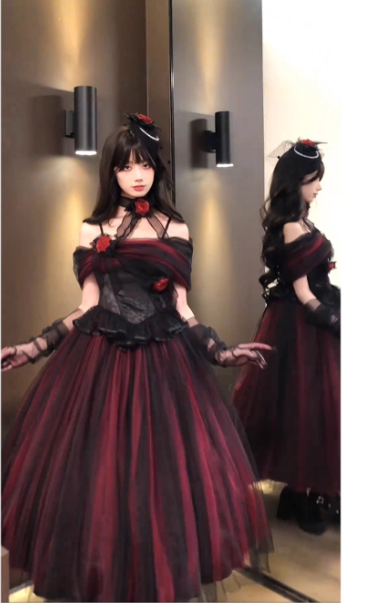 Vintage A-Line Burgundy Long Prom Dresses Tulle Lolita Dresses Sleeveless Birthday Dresses DP04499