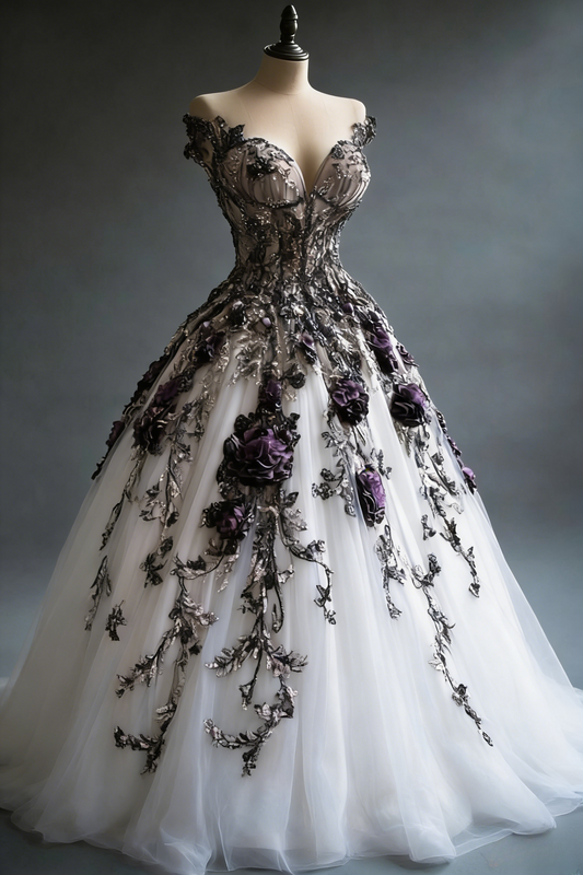 Gorgeous Sweetheart A-Line Long Prom Dresses Applique Tulle Sleeveless White Quinceanera Dresses Sweet 16 Dresses DP04551