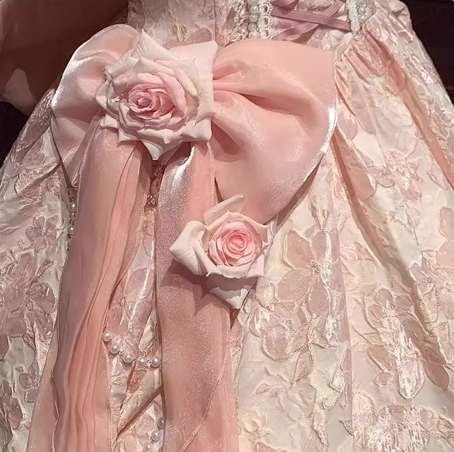 Cute Spaghetti Straps  A-Line Lolita Dresses  Sleeveless Pink Birthday Dresses Satin Party Dresses DP04559