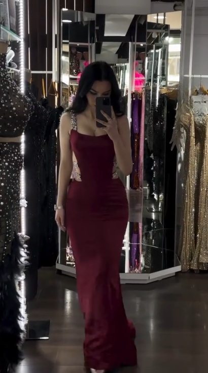 Elegant Sheath Evening Dresses Satin Straps Long Prom Dresses Satin Sleeveless Brithday Dresses   DP04582