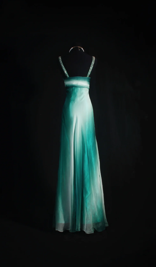 Chic Sheath Evening Dresses Chiffon Green Long Prom Dresses V-neck Brithday Dresses  DP04590