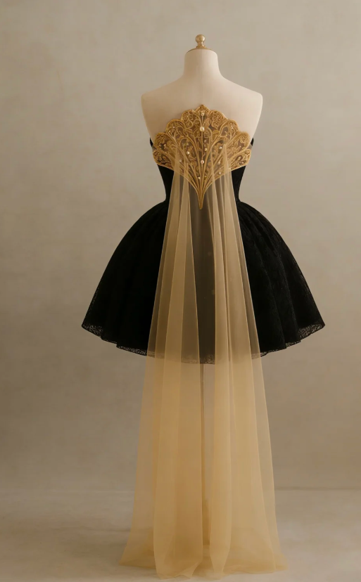 Cute A-Line Black Short Prom Dresses Tulle Sweetheart  Evening Dresses Sleeveless Party Dresses DP04613
