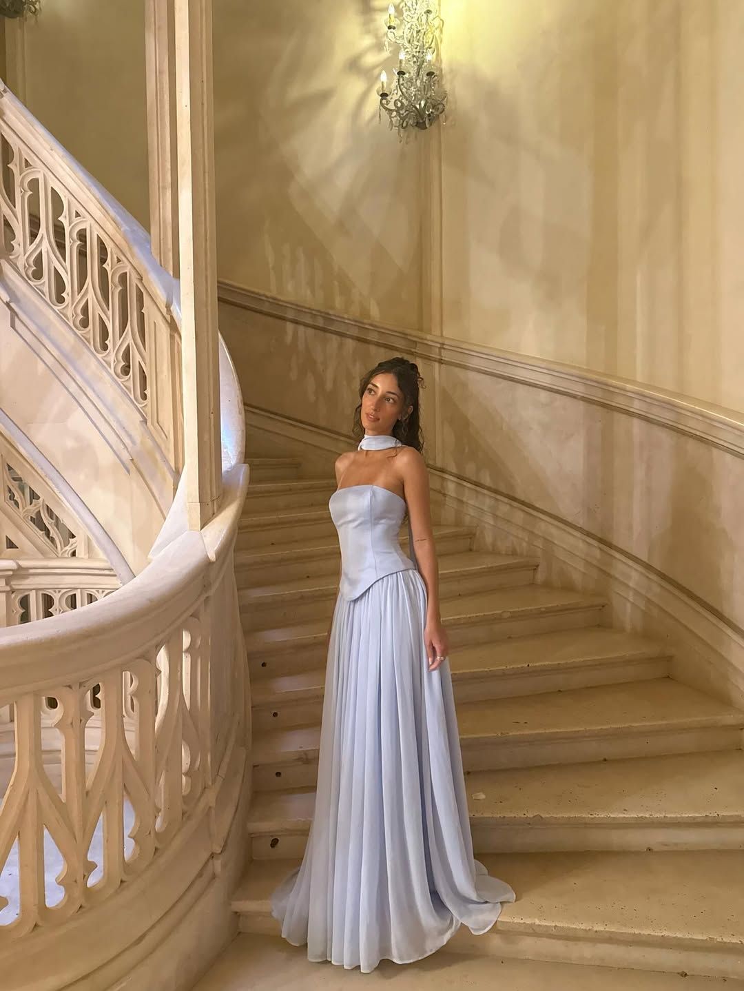 Chic Sheath Long Prom Dresses Tulle Strapless Bridesmaid Dresses Blue Evening Dresses   DP04668