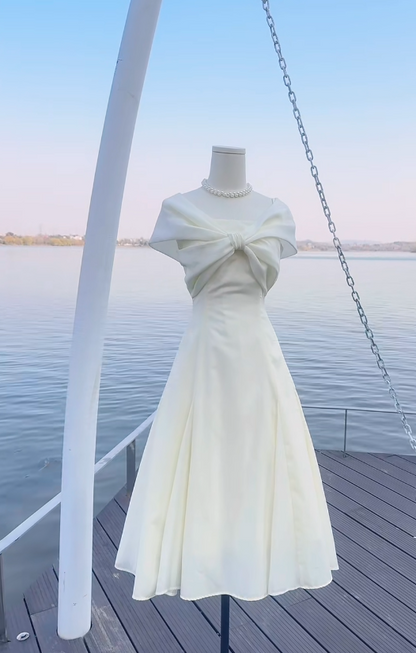 Cute A-line White Short Prom Dress Chiffon Cup Sleeves Party Dress Birthday Dress DP04813