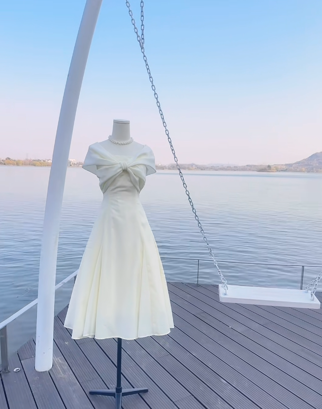 Cute A-line White Short Prom Dress Chiffon Cup Sleeves Party Dress Birthday Dress DP04813