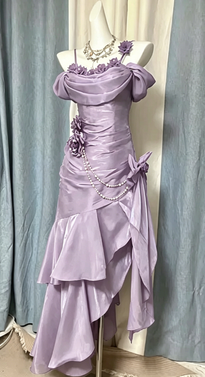 Chic Navy Blue Long Prom Dress Satin Straps Sheath Evening Dress Sleeveless Birthday Dress DP04996