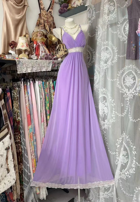 Glam Purple Wedding Guest Dress Chiffon Sheath Evening Dress Sleeveless Birthday Dress DP05025