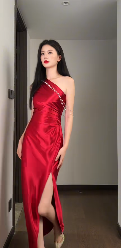 Sexy Red Prom Dress  Satin  Sheath Evening Dress DP05135