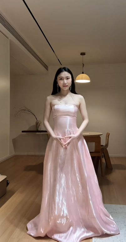 Cute Pink Prom Dress Satin Sheath Sleeveless Evening Dress DP05138