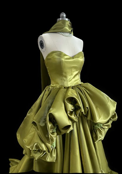 Gorgeous Green Prom Dress Satin A-Line Sleeveless Evening Dress DP05142
