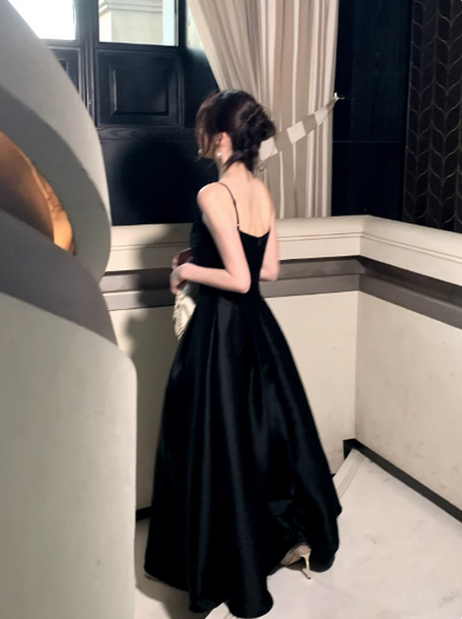 Chic Blue Prom Dress Satin A-line Sleeveless Evening Dress DP05144