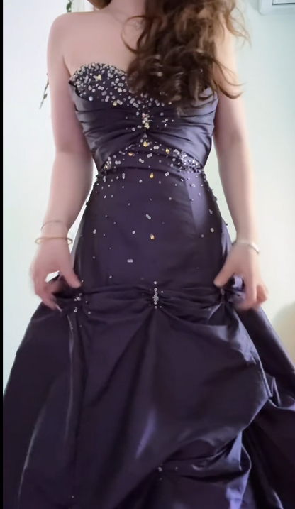 Elegant Purple Prom Dress Strapless Evening Dress A-Line Birthday Dress DP05162