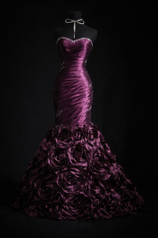 Elegantes lila Ballkleid aus Satin, Meerjungfrauen-Stil, ärmelloses Abendkleid mit Herzausschnitt, Geburtstagskleid DP05221